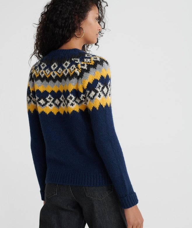 Pull en maille jacquard avec empiècement Savannahbleu marine pour