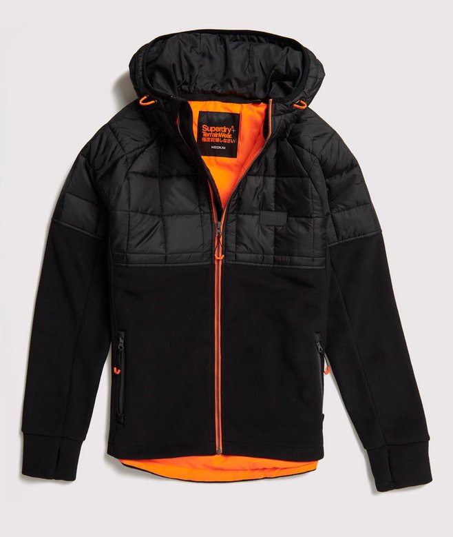 mens Polar Fleece Hybrid Jacket in Black Superdry UK