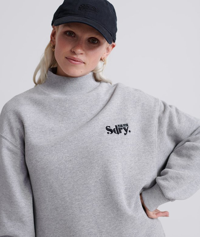 womens Ana High Neck Crew Sweatshirt in SOFT GREY MARL Superdry UK