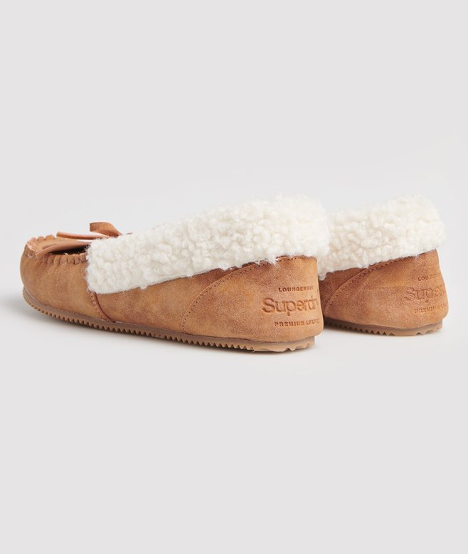 Pantofole da donna in pelle scamosciata marrone
