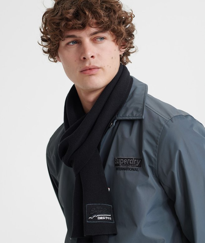 mens Orange Label Scarf in Black Charcoal Grit | IE