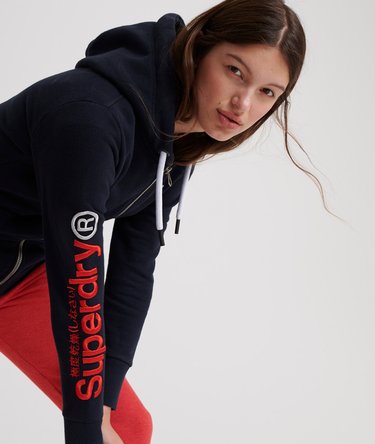 Modern Coral Label Sleeve Hit Kapuzenjacke Image 1
