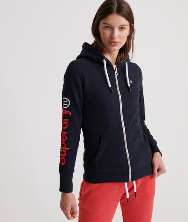 Modern Coral Label Sleeve Hit Kapuzenjacke Image 2
