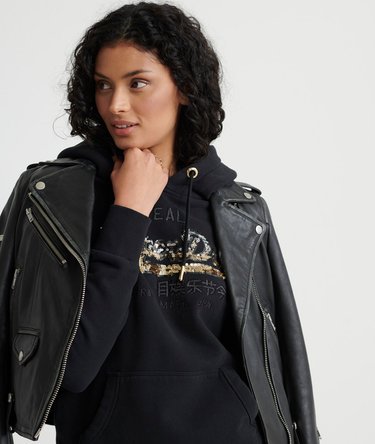 Vintage Logo Hoodie mit Pailletten und Farbverlauf Image 4
