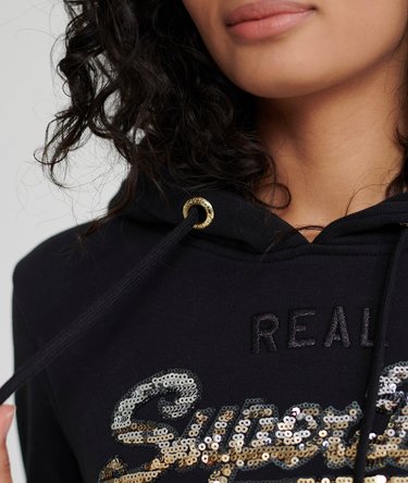 Vintage Logo Hoodie mit Pailletten und Farbverlauf Image 6
