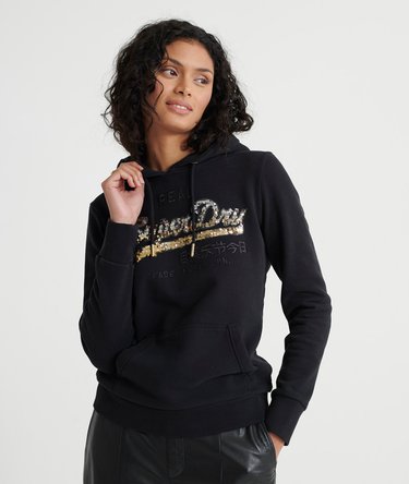 Vintage Logo Hoodie mit Pailletten und Farbverlauf Image 1
