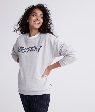 Serif sweatshirt i loopback-stof med rund hals og applikation Image 1
