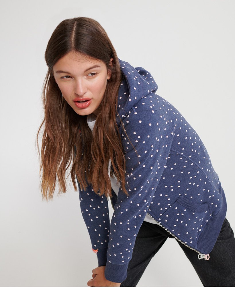 womens Orange Label All Over Print Zip Hoodie in Random Dot