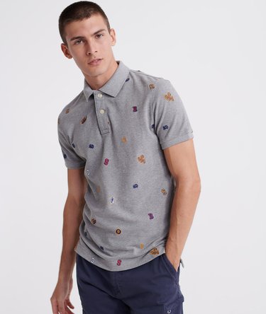 Classic All Over Embroidery Pique Polo Shirt Image 1