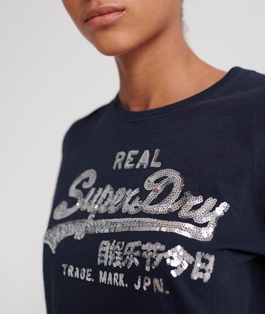 Vintage Logo Sequin Glitter T-Shirt Image 5