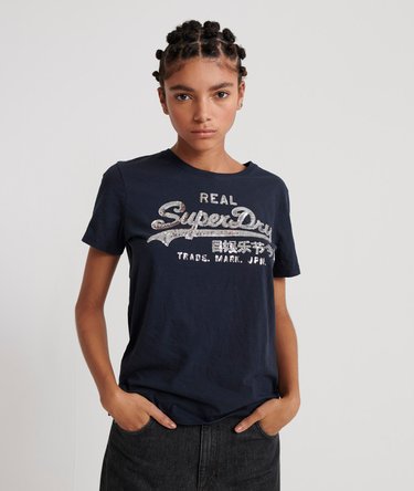 Vintage Logo Sequin Glitter T-Shirt Image 1