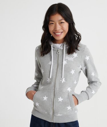 H&aelig;ttetr&oslash;je med gennemg&aring;ende print og lynl&aring;s fra Orange Label serien Image 1