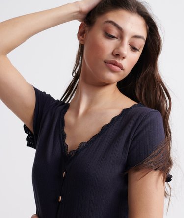 Lace Trim Pointelle Top Image 4