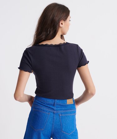 Lace Trim Pointelle Top Image 3