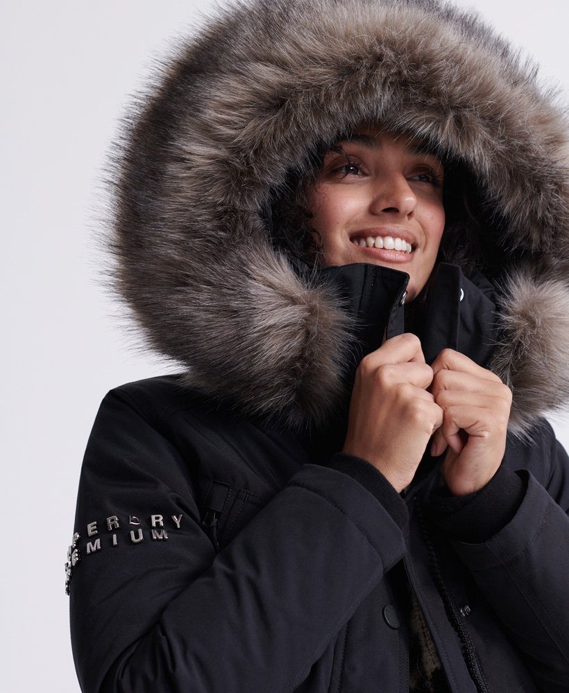 Buy superdry premium down classics alps parka coat Discount Black