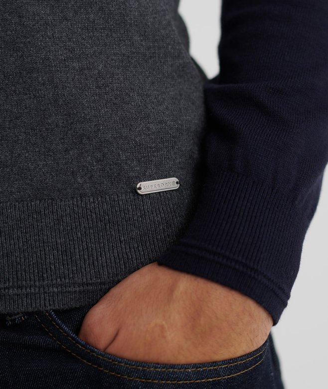 Pull Superdry Homme Coton/cachemire - Taille M (étiquette L Asia) - Gris Noir Dégradé, Occasion Très Bon état