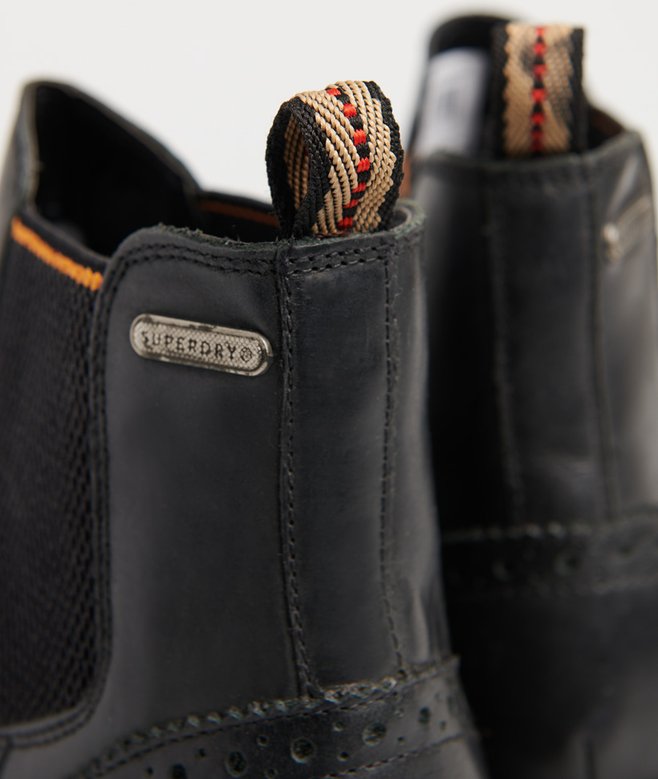 mens Brad Brogue Chelsea Boot in Black Superdry UK