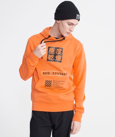 Sudadera de rizo de algodón con capucha y diseño de cuadro con kanjis Image 1