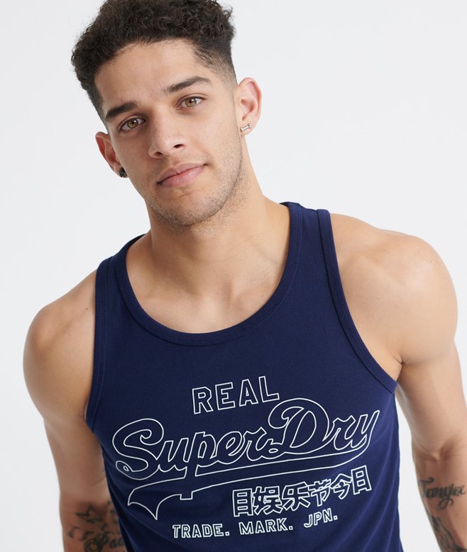 Débardeur Superdry Vintage Logo Outline - Bleu Riche, Taille XL - Neuf Avec étiquettes