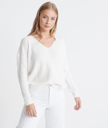 Pull en maille à col V Fleur Image 1