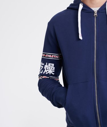 Sudadera de rizo de algodón con capucha, cremallera y gráfico Trophy Image 5