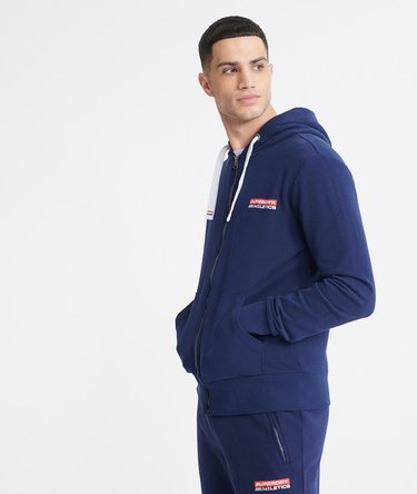 Sudadera de rizo de algodón con capucha, cremallera y gráfico Trophy Image 1