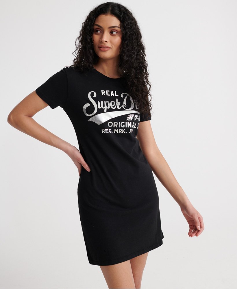 womens Core T-Shirt Dress in Black | Superdry US