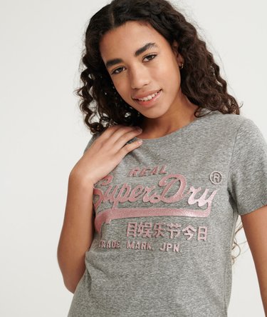 T-shirt con grafica glitterata in rilievo Vintage Logo Image 4