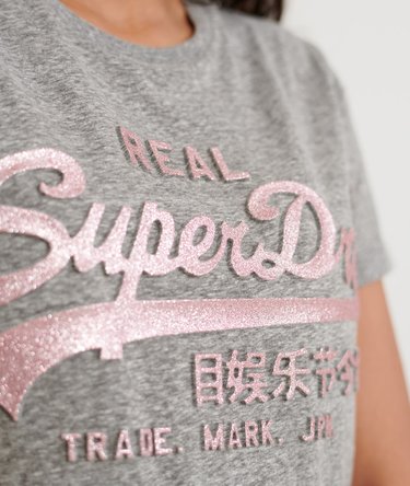 T-shirt con grafica glitterata in rilievo Vintage Logo Image 5