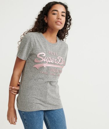 T-shirt con grafica glitterata in rilievo Vintage Logo Image 1