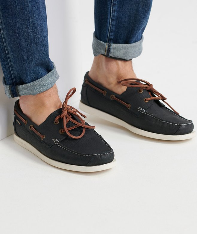 mens Boat Shoes in Navy Superdry US