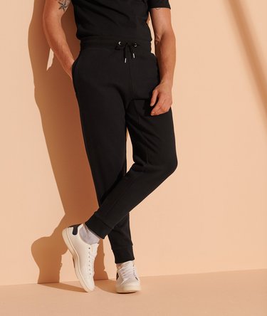 Losvallende geborstelde Micro joggingbroek met logo en taps toelopende pijpen Image 1
