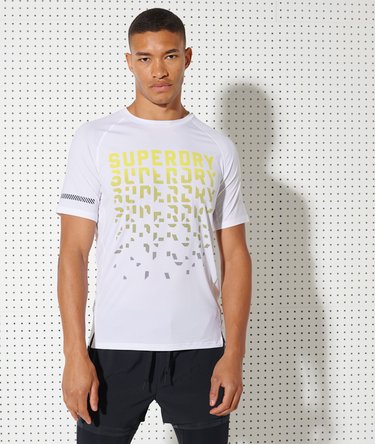 mens Run Graphic Cooling T-Shirt in OPTIC Superdry UK