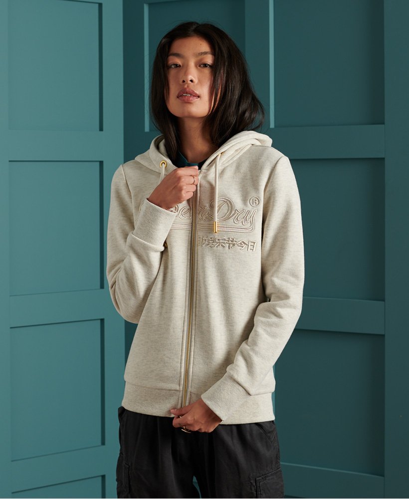 womens Vintage Logo Tonal Embroidered Hoodie in MCQUEEN MARL | Superdry IE