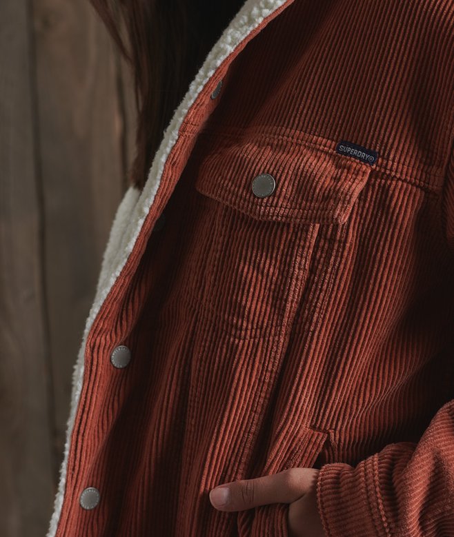 Veste Femme Velours Côtelé Doublée Polaire Sherpa - Boutons, Poches - Chaud Et élégant Pour L'hiver