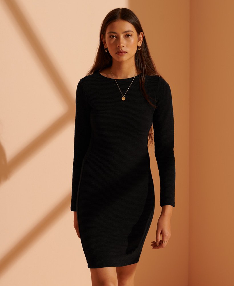 womens Ottoman Bodycon Dress in Black | Superdry UK