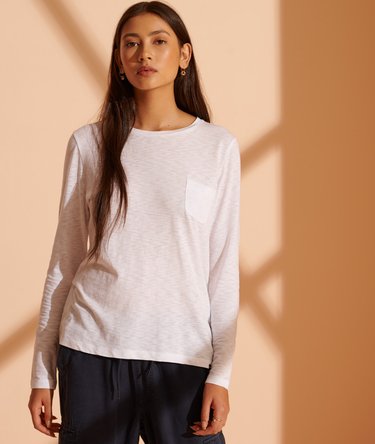 Maglia girocollo a maniche lunghe in cotone biologico con scritta Image 1