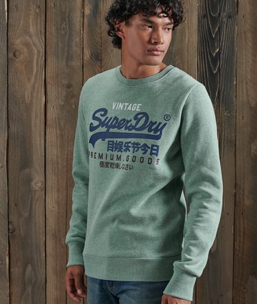 Rundhalset Vintage Logo-collegegenser med trefarget trykk Image 1