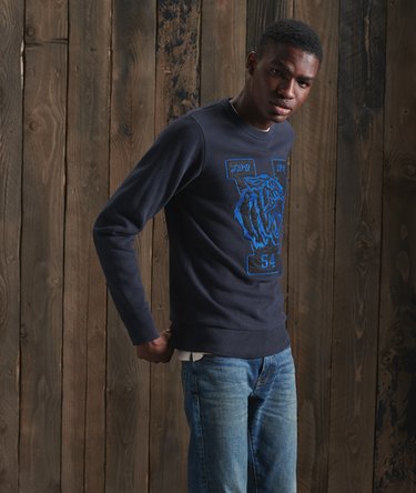 Vintage sweatshirt med rund hals og applikation Image 2