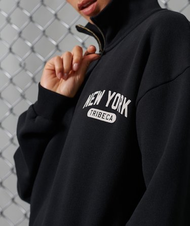 Limited Edition City College kraagloze sweater met halve ritssluiting Image 4