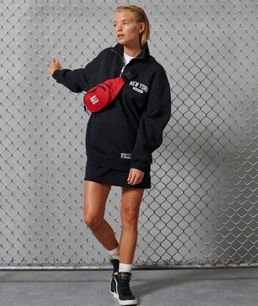 Limited Edition City College kraagloze sweater met halve ritssluiting Image 2