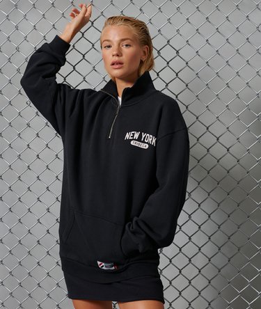 Limited Edition City College kraagloze sweater met halve ritssluiting Image 1