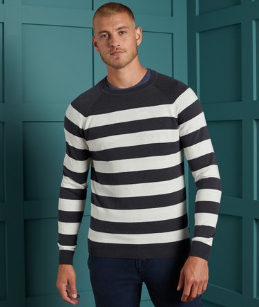Orange Label Striped Cotton Crew Jumper Image 1