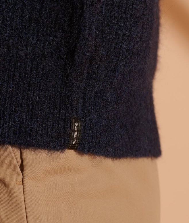 Pull ras-du-cou en alpaga mélangébleu nuit chiné pour Femme