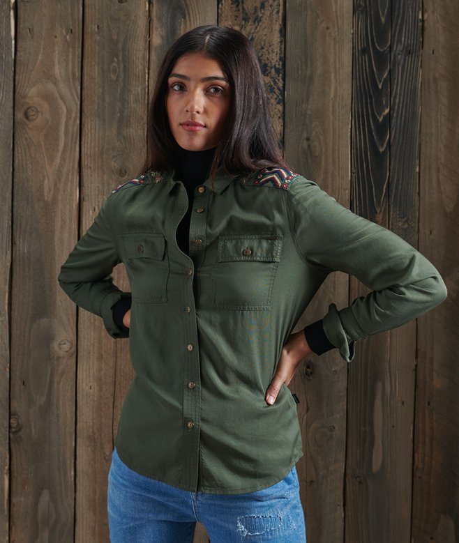 Surchemise militaire brodéekaki pour Femme Superdry CH-FR