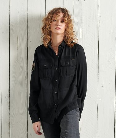 Superdry Camicia Donna Militare Camicia Stile Militare Con