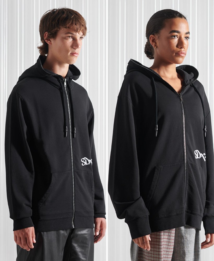 mens Limited Edition SDX Unisex Full Zip Hoodie in Black | Superdry UK