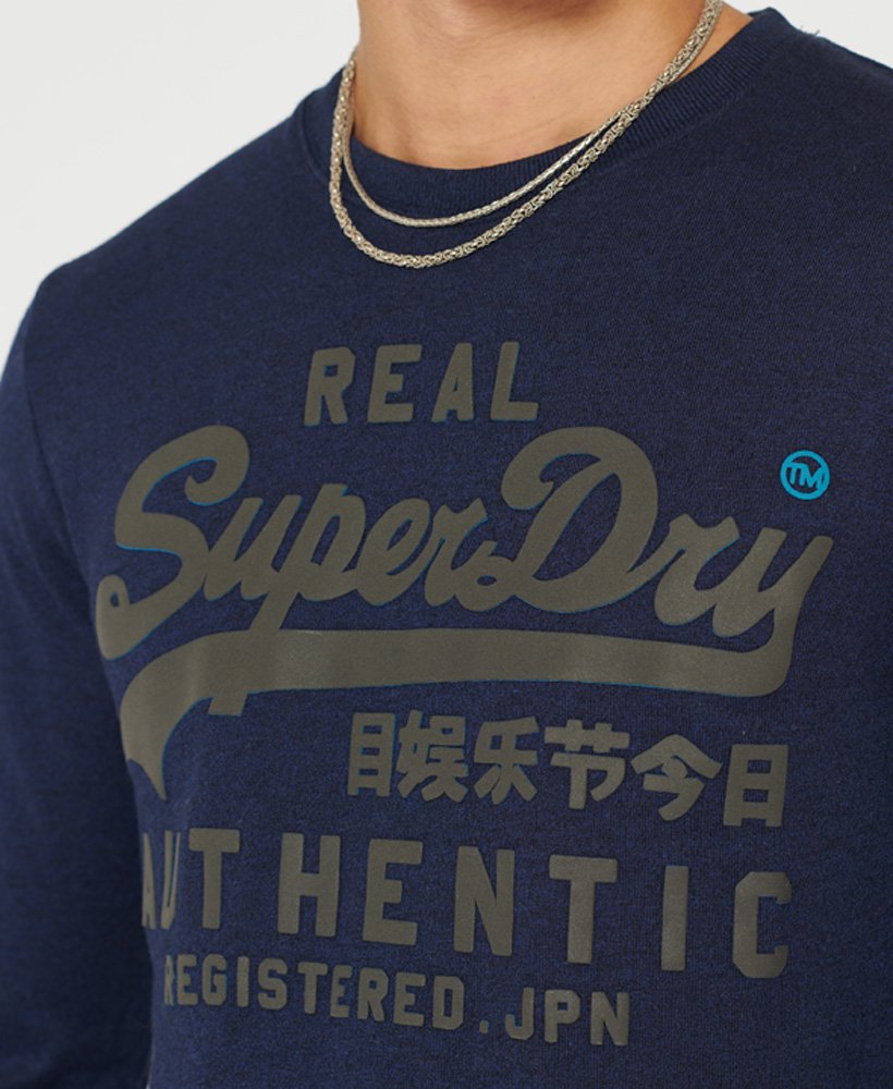 mens Authentic Mono Long Sleeve Top in Bright Navy Grit | Superdry US