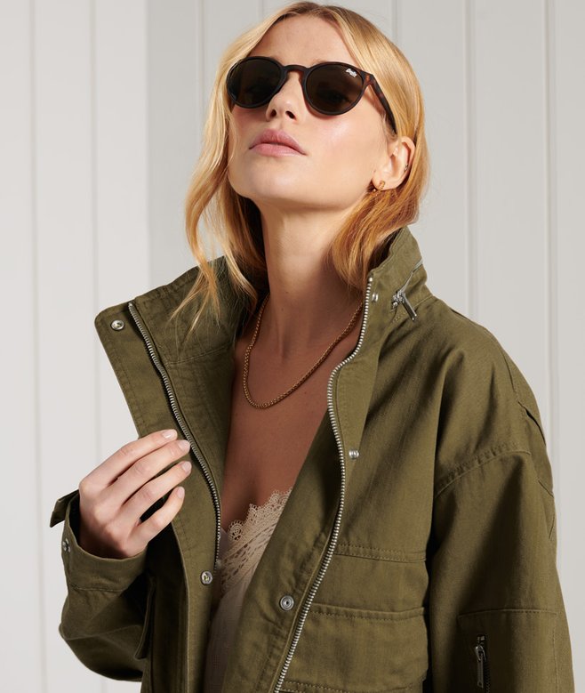 womens Bora Cropped Jacket in KHAKI Superdry UK