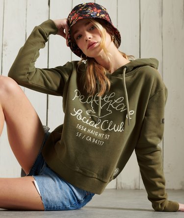 Military Logo Crop Hoodie Image 3